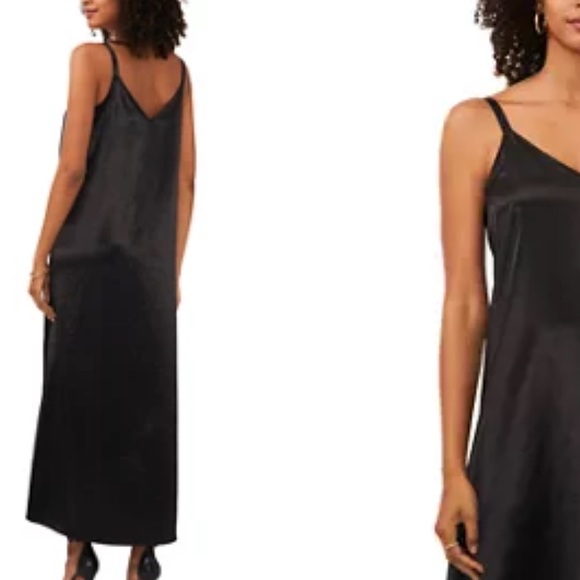 Vince Camuto V-neck black satin midi dress. Never worn. - Picture 3 of 5